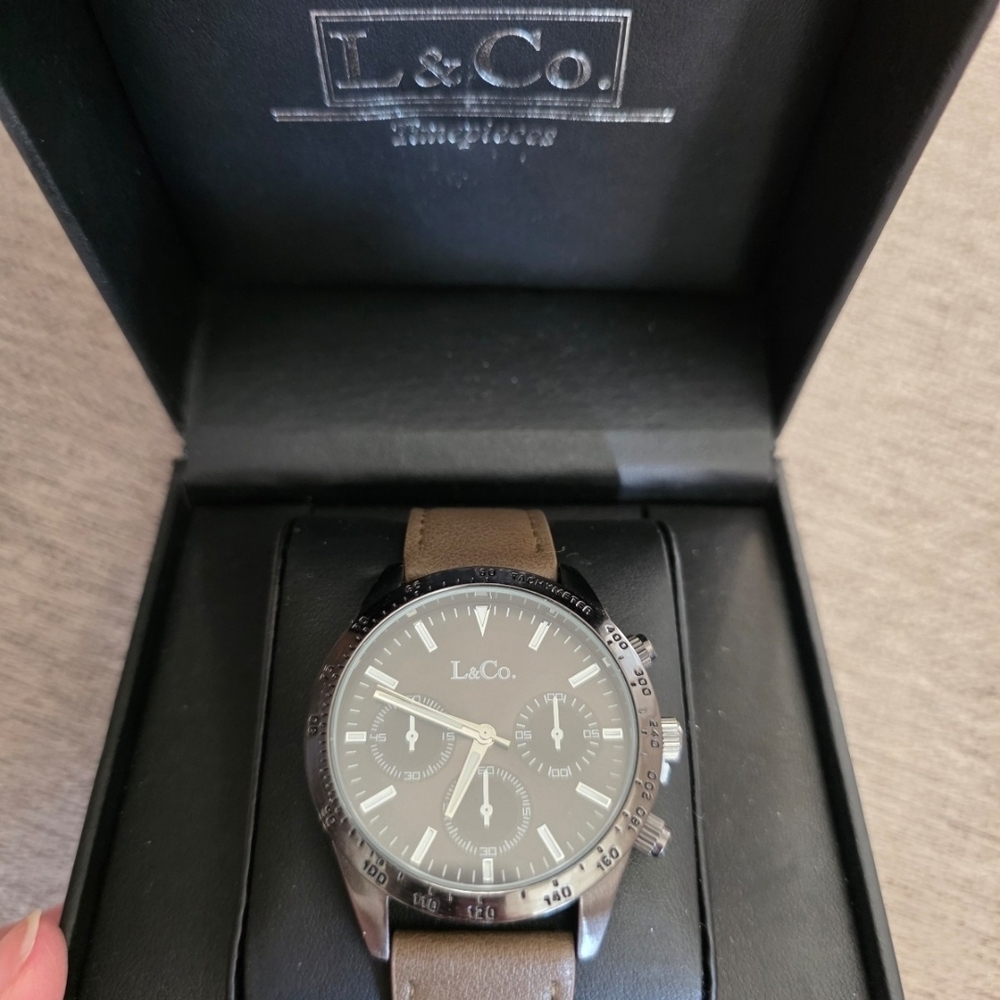 Men's Brown and Silver Watch